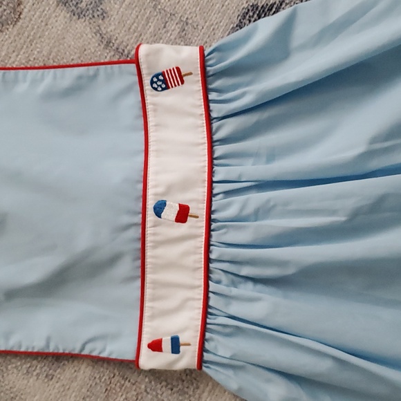 NWT Stitchy Fish Girls Patriotic Embroidered Ice Pop Summer Dress Sz7 - Picture 3 of 9